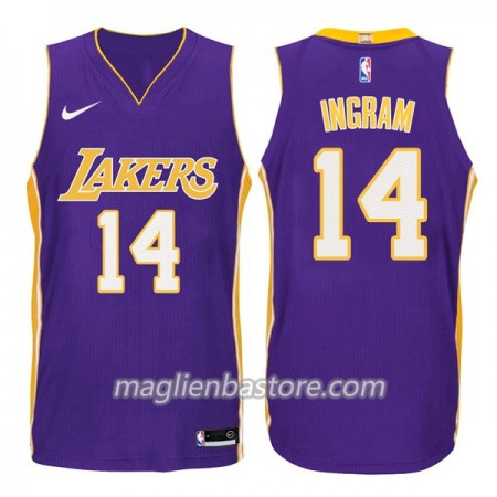 Maglia NBA Los Angeles Lakers Brandon Ingram 14 Nike 2017-18 Viola Swingman - Uomo